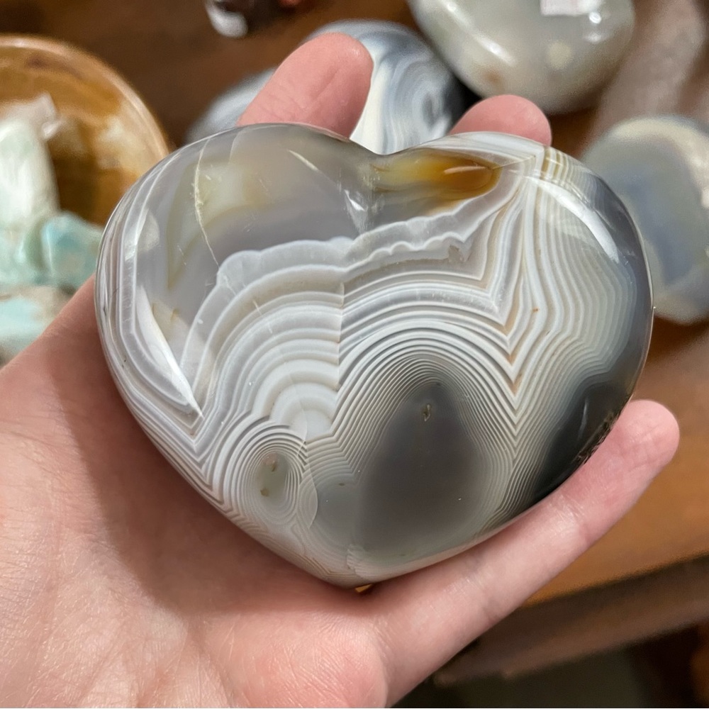 Banded agate puffy heart from Brazil